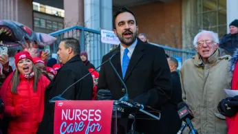NYC Mayor Zohran Mamdani and US Sen. Bernie Sanders Rally With Nurses on Ninth Day of Strike